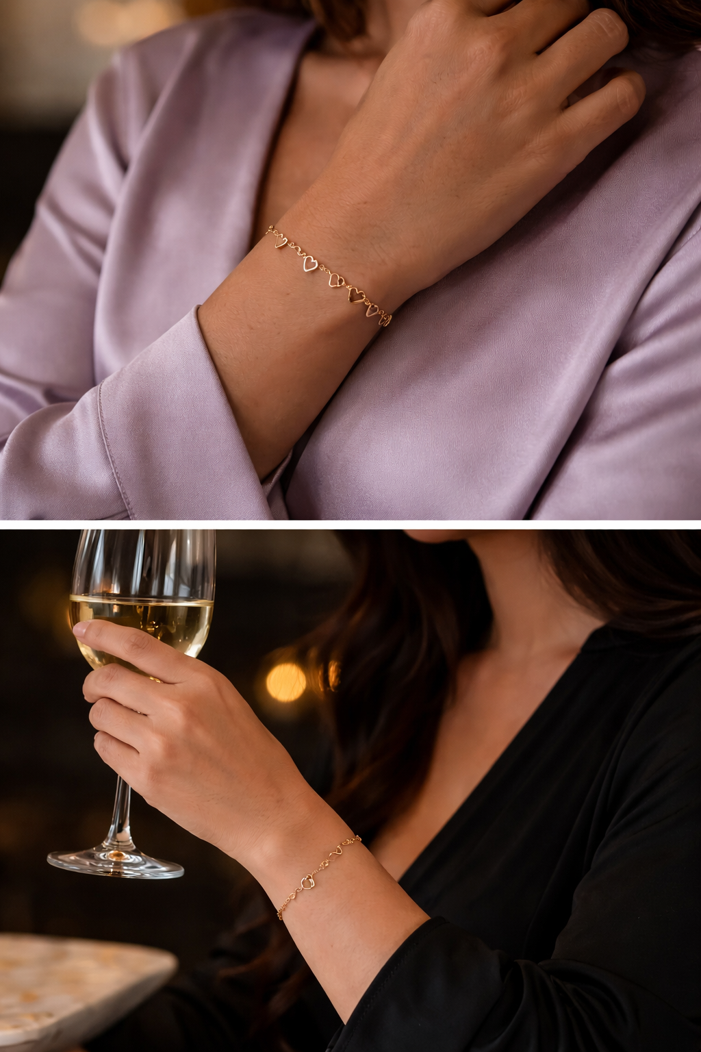 14K Gold Open Heart Link Bracelet – 7”