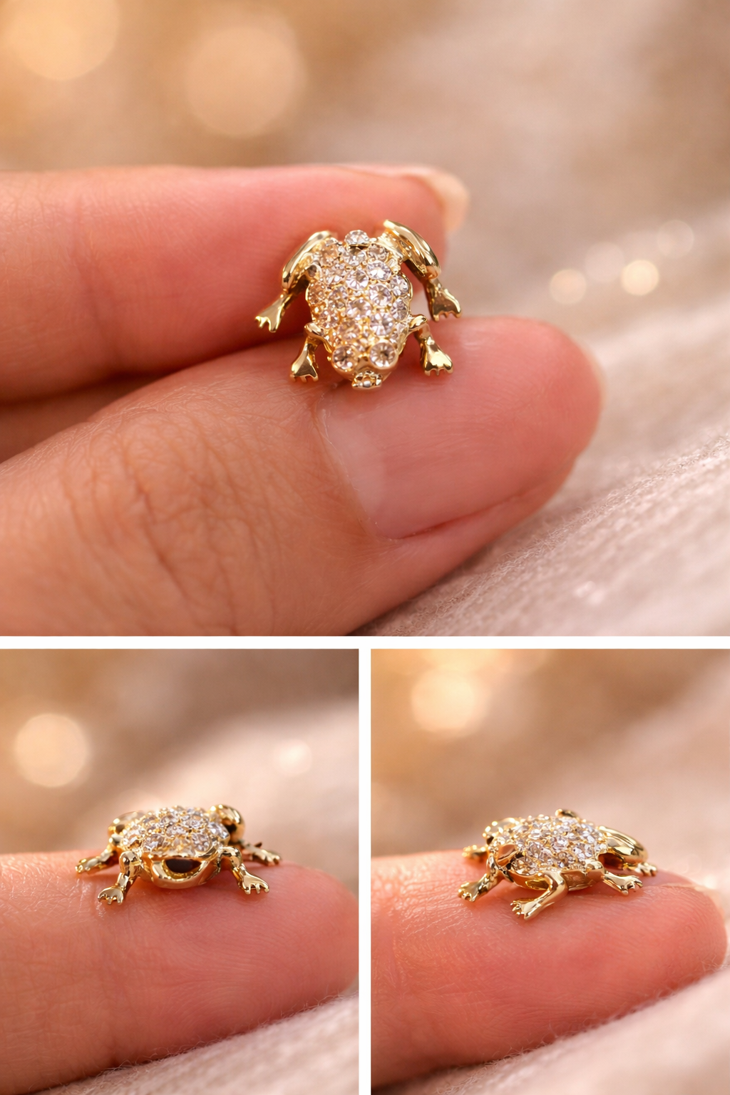 14K Gold Diamond Coquí Frog Pendant