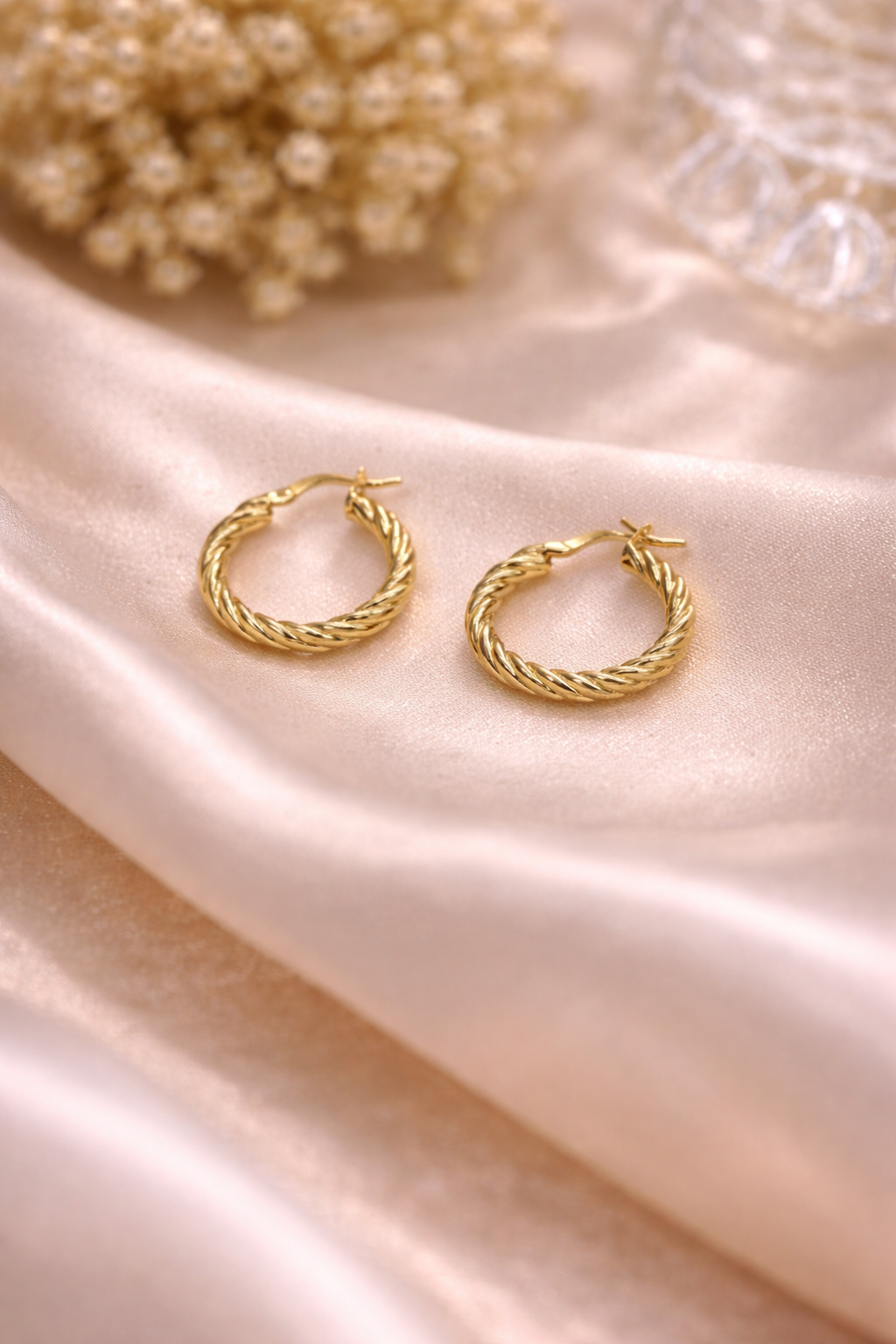 20mm Twisted Rope Gold Hoop Earrings – 14K Yellow Gold