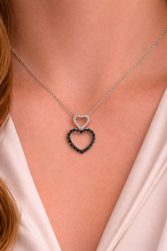 Midnight Love Double Heart Pendant