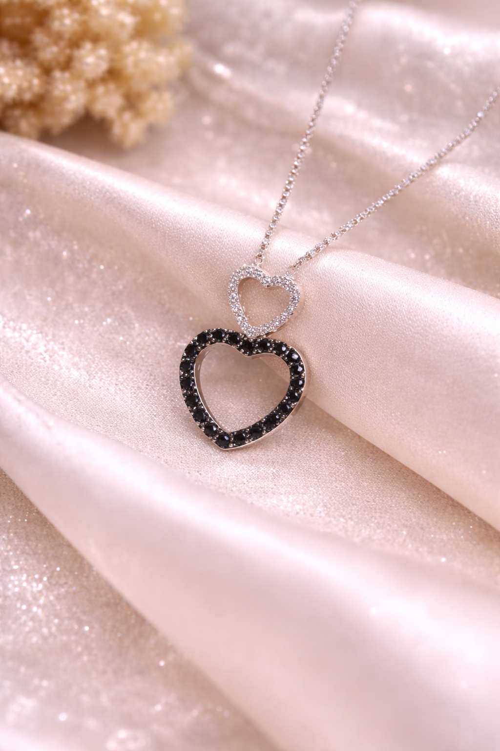 Midnight Love Double Heart Pendant