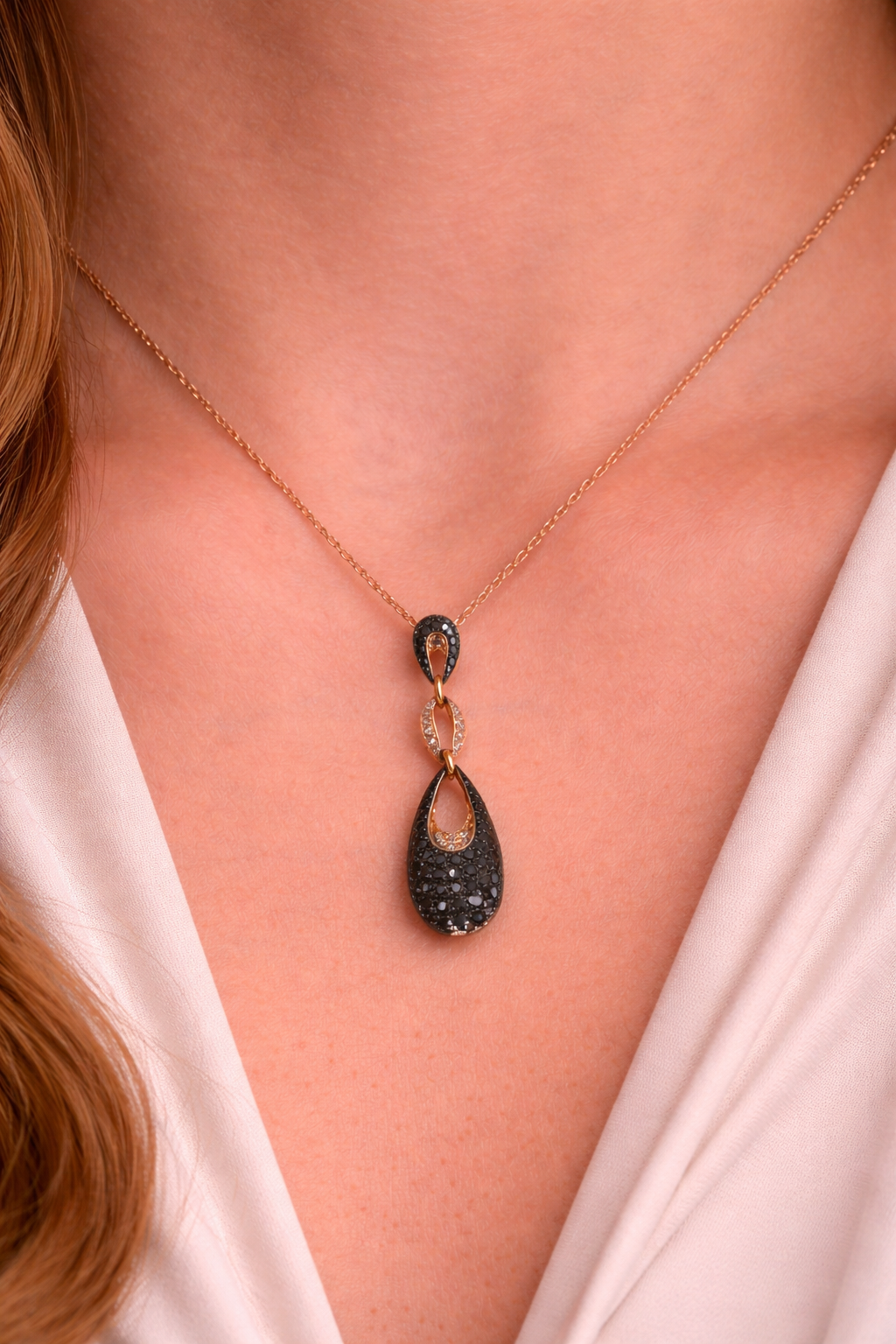 14K Rose Gold Midnight Drop Necklace