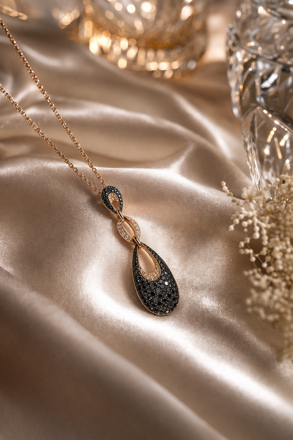 14K Rose Gold Midnight Drop Necklace