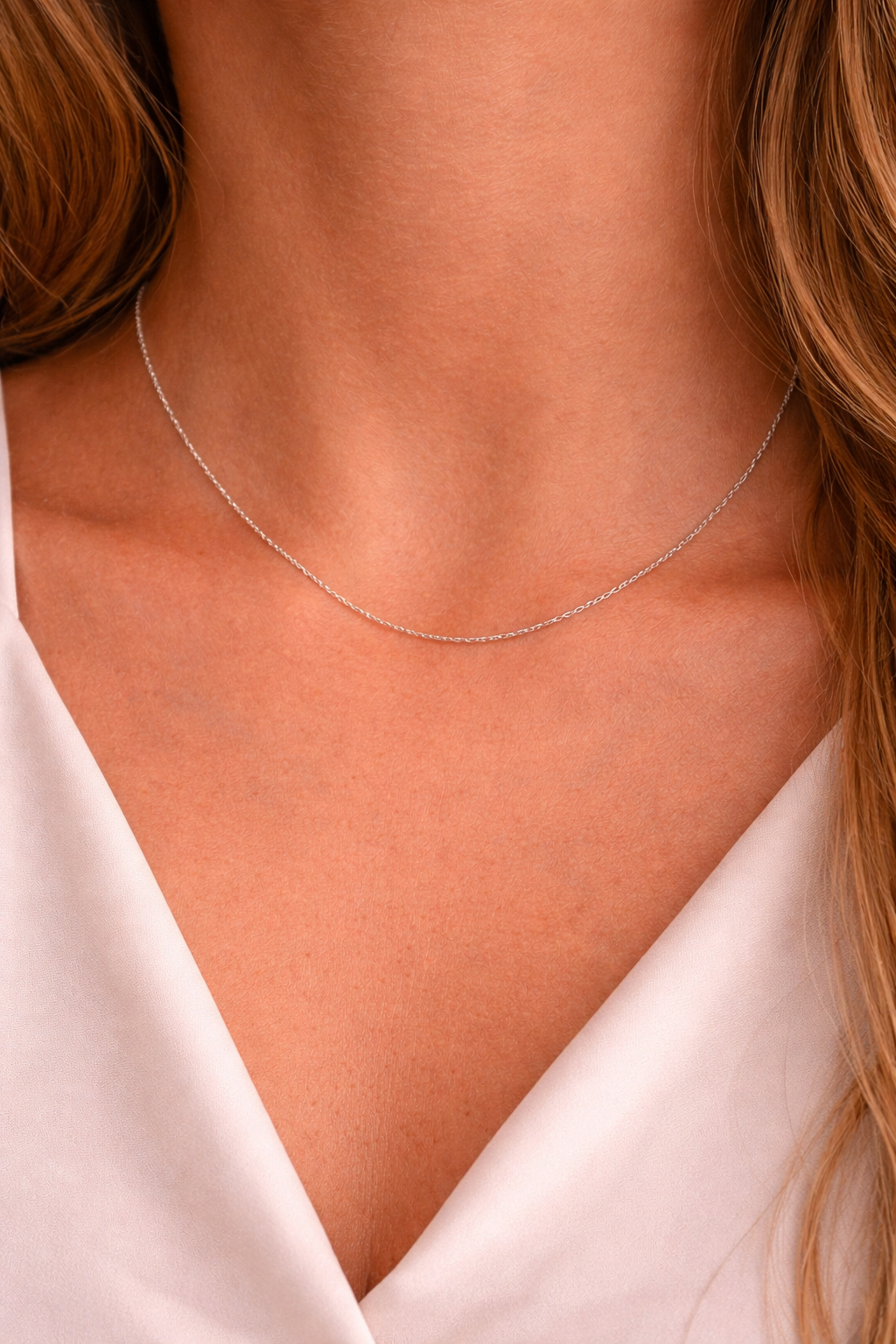 White Gold Minimalist Cable Chain Necklace