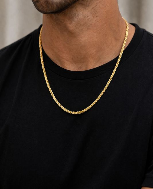 Unisex 14K Gold Rope Chain 4mm
