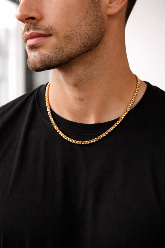 14K Gold Puff Rolo Chain