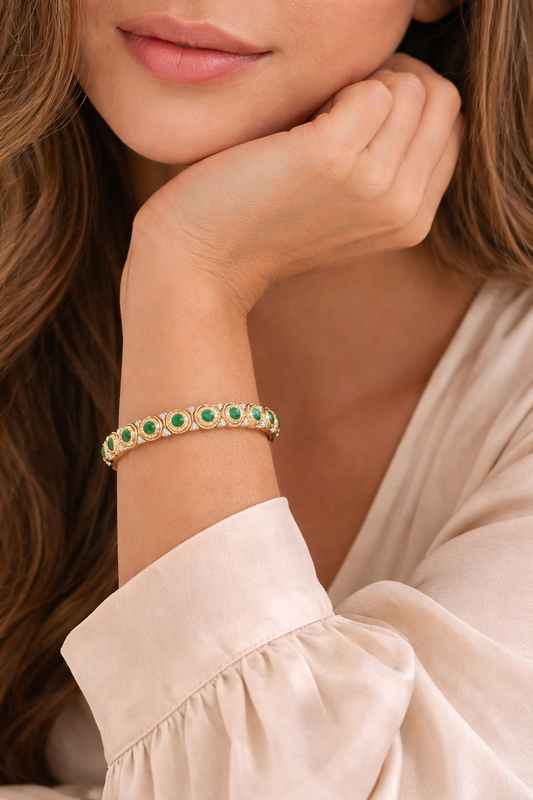 Emerald and Diamond Aura Tennis Bracelet