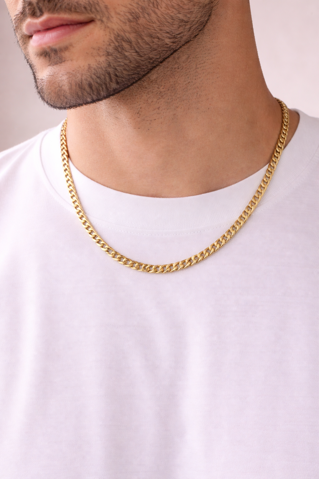 14K Solid Gold Flat Curve Chain – 18” Classic Shine
