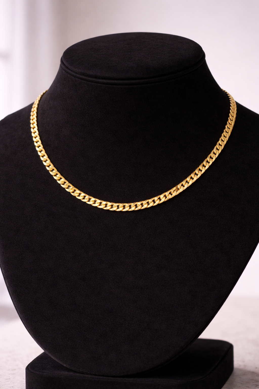 14K Solid Gold Flat Curve Chain – 18” Classic Shine