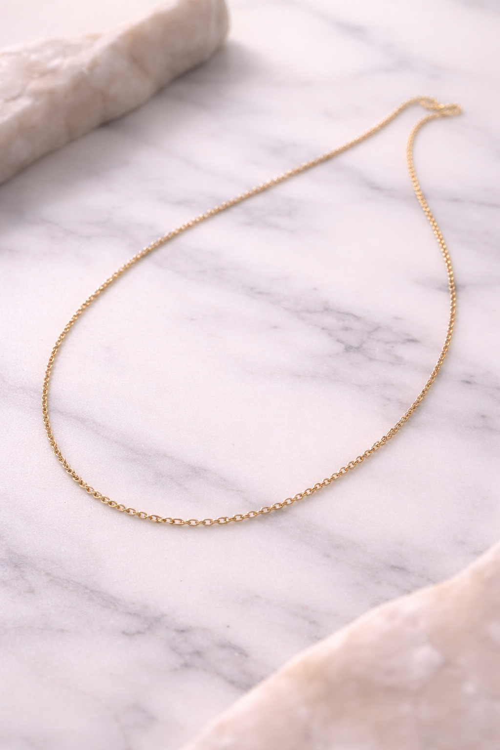 14K Solid Gold Rolo Chain – 18” Minimal Classic